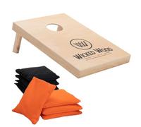Wicked Wood Cornhole Starting Kit - One board - Official Size - 4' x 2' or 3' x 2' - 2x4 Bags Orange & Black Included - Wicked Wood Logo - Perfect Finish - ACL License