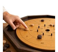 Wicked Wood Games Crokinole Set - Official Wooden Tournament Board Game for 2-4 Players - Complete Set with Board, Discs in 2 Colours, Scoreboard and Instructions - Skill Game