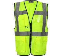 WICKEDFASHIONS123 Adults Hi Vis Viz Safety Vest Top Mens High Visibility Reflective Tape Zip Up Waistcoat Long Sleeve Pocket Vest Casual Wear Work Wear Hi Vis Jacket Plus Size S-5XL