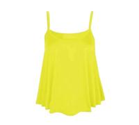 WICKEDFASHIONS123 Ladies Cami Swing Vest Sleeveless Strappy Casual Tank Top Women’s Summer Fashion Plain Printed Cami Sole Shirt Floral Print Top (Yellow UK 12-14)