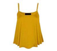 WICKEDFASHIONS123 Ladies Cami Swing Vest Sleeveless Strappy Casual Tank Top Women’s Summer Fashion Plain Printed Cami Sole Shirt Floral Print Top (Mustard UK 16-18)