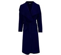 WICKEDFASHIONS123 Ladies Italian Waterfall Long Duster Coat New French Belted Oblique Pockets Long Sleeves Trench Waterfall Fashion Coat Navy Blue / UK 18