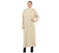 WICKEDFASHIONS123 Ladies Knitted Maxi Dress Womens Long Sleeve Turtle High Funnel Neck Knitted Dress Classic Plain Top Pullover Long Dress Casual Winter Wear Maxi Top One Size (Fits UK 8-14)
