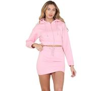 WICKEDFASHIONS123 Ladies Plain Long Sleeve Zip Up Hoodie Summer Holiday Elastic Waist Travel Party Women's Two-Piece Lounge Mini Skirt Set Co-Ord Cropped Top Hoodie UK S To XL