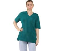 WICKEDFASHIONS123 Ladies Short Sleeve V Neck Knitted Sweater Womens All Over Cable Knitted Jumper Classic Plain Top Pullover Knit Warm Jumper Casual Winter Wear Top Plus Size
