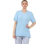 WICKEDFASHIONS123 Ladies Short Sleeve V Neck Knitted Sweater Womens All Over Cable Knitted Jumper Classic Plain Top Pullover Knit Warm Jumper Casual Winter Wear Top Plus Size