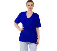 WICKEDFASHIONS123 Ladies Short Sleeve V Neck Knitted Sweater Womens All Over Cable Knitted Jumper Classic Plain Top Pullover Knit Warm Jumper Casual Winter Wear Top Plus Size