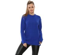 WICKEDFASHIONS123 Ladies Winter Wear Round Neck Ribbed Hem Comfort Lightweight Plus Size Jumper Sweater Women's Cable Knitted Long Sleeve Ribbed Cuffs Soft Jumper (Royal Blue, UK 20)
