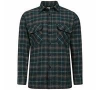 WICKEDFASHIONS123 Men’s Long Sleeve Checked Shirt Button Down Casual Overshirt Top Adults Winter Wear Collared Classic Fleece Shirt Green 4X-Large