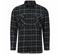 WICKEDFASHIONS123 Men’s Long Sleeve Checked Shirt Button Down Casual Overshirt Top Adults Winter Wear Collared Classic Fleece Shirt Navy/Charcoal 5X-Large