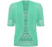WICKEDFASHIONS123 New Ladies Plus Size Knitted Crochet Bolero Shrugs Womens Short Sleeves Cardigan Tops Open Front Knitted Plain Shrug Casual Cardigan UK8-28 Mint