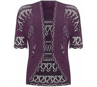 WICKEDFASHIONS123 New Ladies Plus Size Knitted Crochet Bolero Shrugs Womens Short Sleeves Cardigan Tops Open Front Knitted Plain Shrug Casual Cardigan UK8-28
