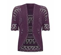 WICKEDFASHIONS123 New Ladies Plus Size Knitted Crochet Bolero Shrugs Womens Short Sleeves Cardigan Tops Open Front Knitted Plain Shrug Casual Cardigan UK8-28