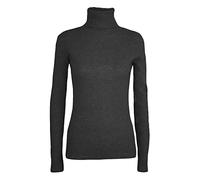 WICKEDFASHIONS123 Women Long Sleeves Roll Neck Jumper Plain High Neck Top Casual Wear Stretch Fitted T-Shirt Ladies Polo Neck Jumper Fancy Party UK 8-26 Charcoal