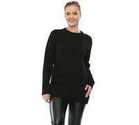 WICKEDFASHIONS123 Women’s Cable Knitted Jumper Ladies Winter Round Neck Sweater Long Sleeve's Ribbed Hem Soft Light-Weighted Plus Sizes Warm Pull-Over Top UK Sizes 8-22. Black