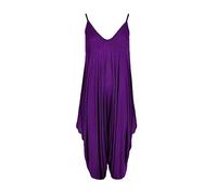 WICKEDFASHIONS123 Women’s Plain Lagenlook Baggy Sleeveless Cami Strappy Plus Size Summer Beach V-Neck Ladies Jumpsuit Dress Purple 20-22