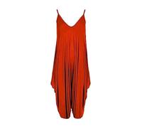 WICKEDFASHIONS123 Women’s Plain Lagenlook Baggy Sleeveless Cami Strappy Plus Size Summer Beach V-Neck Ladies Jumpsuit Dress Red 8-10