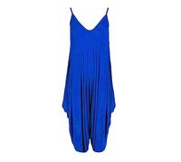 WICKEDFASHIONS123 Women’s Plain Lagenlook Baggy Sleeveless Cami Strappy Plus Size Summer Beach V-Neck Ladies Jumpsuit Dress Navy 12-14
