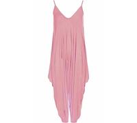 WICKEDFASHIONS123 Women’s Plain Lagenlook Baggy Sleeveless Cami Strappy Plus Size Summer Beach V-Neck Ladies Jumpsuit Dress Baby Pink 20-22