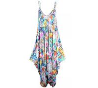 WICKEDFASHIONS123 Women’s Plain Lagenlook Baggy Sleeveless Cami Strappy Plus Size Summer Beach V-Neck Ladies Jumpsuit Dress Bang Print 20-22