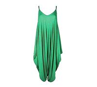 WICKEDFASHIONS123 Women’s Plain Lagenlook Baggy Sleeveless Cami Strappy Plus Size Summer Beach V-Neck Ladies Jumpsuit Dress Jade Green 16-18
