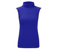 Women's Plain Soft High Polo Neck Slim Fit Vest Lightweight Casual Wear Jumper Style Tunic Shirt Ladies Polo Turtle Neck Shirt Slim Fit Sleeveless Tee Top (Royal Blue, UK 8-10)