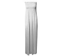 WICKEDFASHIONS123 Womens Bandeau Boobtube Sheering Maxi Dress Ladies Gather Strapless Long Dress Sleeveless Maxi Summer Beach Maxi Dress Fancy Party Dress White