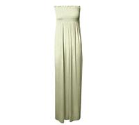 WICKEDFASHIONS123 Women Sleeveless Sheering Maxi Ladies Summer Wear Bandeau Neck Loungewear Dress Cream