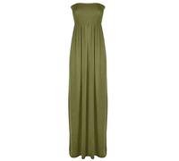 WICKEDFASHIONS123 Womens Bandeau Boobtube Sheering Maxi Dress Ladies Gather Strapless Long Dress Sleeveless Maxi Summer Beach Maxi Dress Fancy Party Dress Khaki