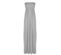 WICKEDFASHIONS123 Women Sleeveless Sheering Maxi Ladies Summer Wear Bandeau Neck Loungewear Dress Light Grey