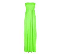 WICKEDFASHIONS123 Women Sleeveless Sheering Maxi Ladies Summer Wear Bandeau Neck Loungewear Dress Neon Green