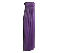 WICKEDFASHIONS123 Women Sleeveless Sheering Maxi Ladies Summer Wear Bandeau Neck Loungewear Dress Purple