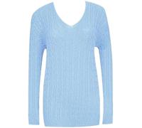 WICKEDFASHIONS123 Womens Classic Chunky Knitwear Sweaters Long Sleeve V Neck Sweatshirt Ladies Outdoor Classic Winter Warm Casual Jumpers Office Wear Formal Sweatshirts Sky Blue UK 16