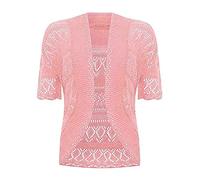 WICKEDFASHIONS123 Womens Crochet Knitted Bolero Shrug Ladies Short Sleeve Open Front Lightweight Plain Knitted Cropped Bolero Shrug Casual Wear Fancy Party Knit Wear Cardigan Plus Size 8-28