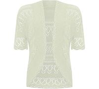 WICKEDFASHIONS123 Womens Crochet Knitted Bolero Shrug Ladies Short Sleeve Open Front Lightweight Plain Knitted Cropped Bolero Shrug Casual Wear Fancy Party Knit Wear Cardigan Plus Size 8-28 Cream