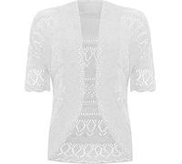 WICKEDFASHIONS123 New Ladies Plus Size Knitted Crochet Bolero Shrugs Womens Short Sleeves Cardigan Tops Open Front Knitted Plain Shrug Casual Cardigan UK8-28