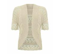 WICKEDFASHIONS123 New Ladies Plus Size Knitted Crochet Bolero Shrugs Womens Short Sleeves Cardigan Tops Open Front Knitted Plain Shrug Casual Cardigan UK8-28