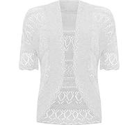 WICKEDFASHIONS123 New Ladies Plus Size Knitted Crochet Bolero Shrugs Womens Short Sleeves Cardigan Tops Open Front Knitted Plain Shrug Casual Cardigan UK8-28