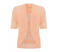 WICKEDFASHIONS123 New Ladies Plus Size Knitted Crochet Bolero Shrugs Womens Short Sleeves Cardigan Tops Open Front Knitted Plain Shrug Casual Cardigan UK8-28 Nude