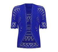WICKEDFASHIONS123 New Ladies Plus Size Knitted Crochet Bolero Shrugs Womens Short Sleeves Cardigan Tops Open Front Knitted Plain Shrug Casual Cardigan UK8-28
