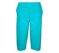 WICKEDFASHIONS123 Women's Elasticized Waistband Three-Quarter Plain Pants Casual Capri Cropped Full Length Trouser Pants Turquoise 12