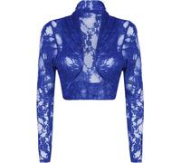 WICKEDFASHIONS123 Womens Floral Lace Bolero Shrug Open Front Cardigan Ladies Wedding Party Plus Size Long Sleeve Cardigan Top Lace Long Slevee Lace Ladies Bolero Shrug Cardigan Top (Royal Blue, UK14)