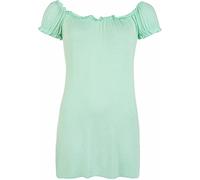 WICKEDFASHIONS123 Women's Off Shoulder Gathered Front T-Shirt Plus Size Gypsy Top Ladies Cap Sleeve Boho Ruched Party Neckline Elasticated Lightweight Stretch Vest Top UK Sizes Mint