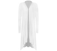 WICKEDFASHIONS123 Women's Open Front Long Sleeve Hanky Hem Top Casual Wear Waterfall Cardigan Ladies Long Sleeve Lightweight Outerwear Party Wear Plus Size Long Sweater Top White UK 14