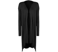 WICKEDFASHIONS123 Women's Open Front Long Sleeve Hanky Hem Top Casual Wear Waterfall Cardigan Ladies Long Sleeve Lightweight Outerwear Party Wear Plus Size Long Sweater Top Black UK 14