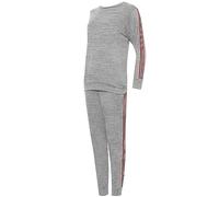 WICKEDFASHIONS123 Women's Round Neck Striped Jogging Bottom Long Sleeve Tracksuit Ladies Loungewear Set Contrast Striped Plain Two Piece Loungewear Jogging Plus Size Set (Light Grey, UK 22-24)