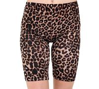 WICKEDFASHIONS123 Women's Stretch Fit Printed Cycling Soft Shorts Casual Short Pants Ladies Slim Fit Printed Gym Sports Elasticated Waist Lightweight Cotton Shorts (Brown Leopard, 20-22)