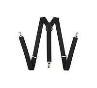 WickedFun® 1920s AL CAPONE MAFIA MEN BLACK GANGSTER TIE BRACES BLACK HAT CIGAR FANCY DRESS ACCESSORIES (One Size, Black Braces)