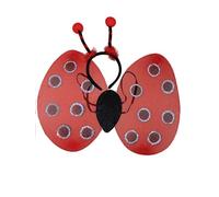 WickedFun® 7 Pcs Ladybird Costume Set - Ladybugs Fancy Dress Outfit for Halloween Cosplay Pretend Play Party (Wings & Deeley Boppers, One Size)