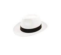 WickedFun® ADULT GANGSTER FANCY DRESS COSTUME ACCESSORY GATSBY 20s 1920s MAFIA AL-CAPONE GANGSTER ACCESSORY (White Hat)